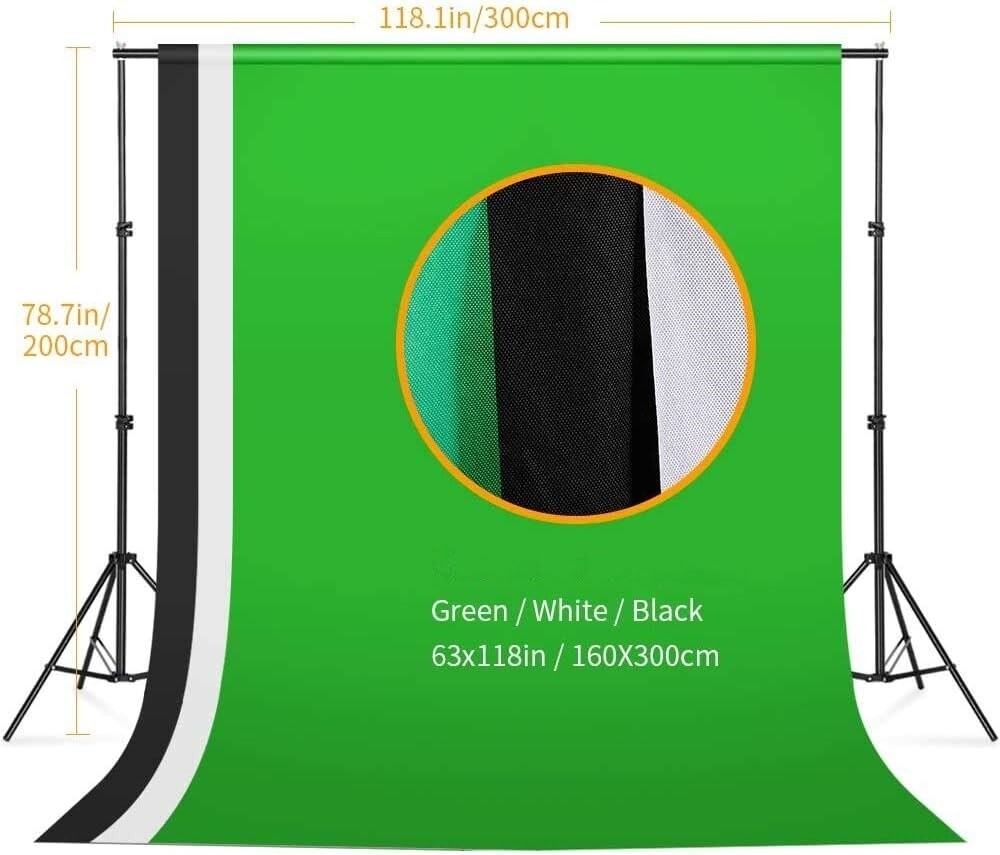 Kit de iluminación para fotografía con pantalla verde y soporte de fondo NEW US