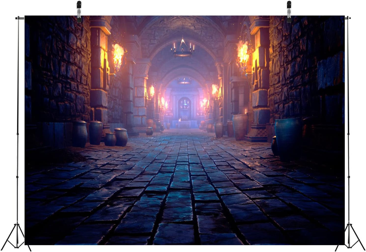 7X5Ft Fabric Scary Medieval Catacombs Photography Backdrop Endless