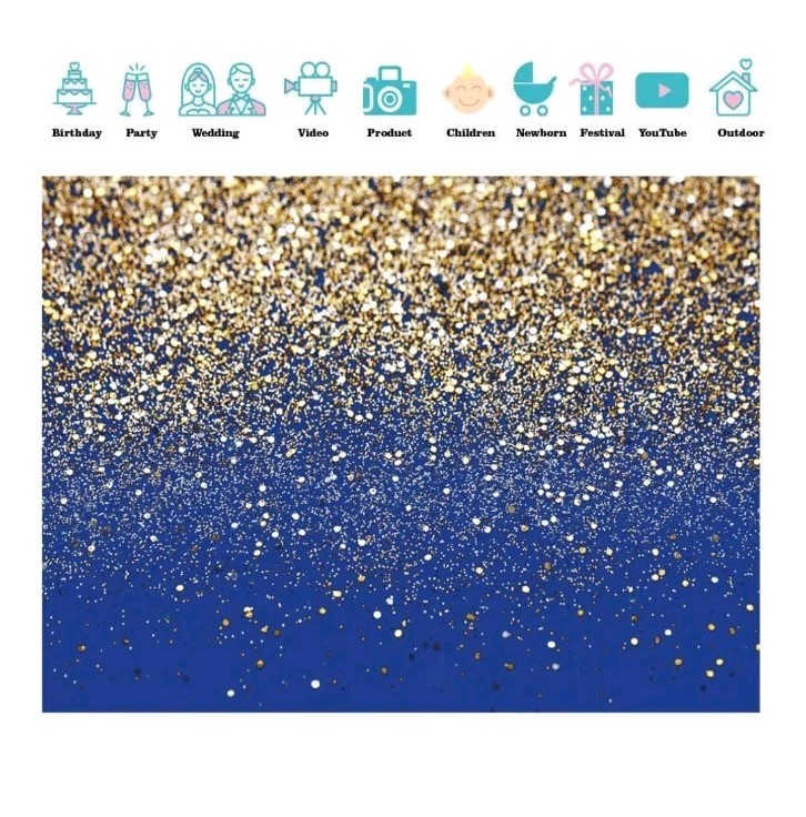Royal Blue Glitter Backdrop 8x6FT Brand New