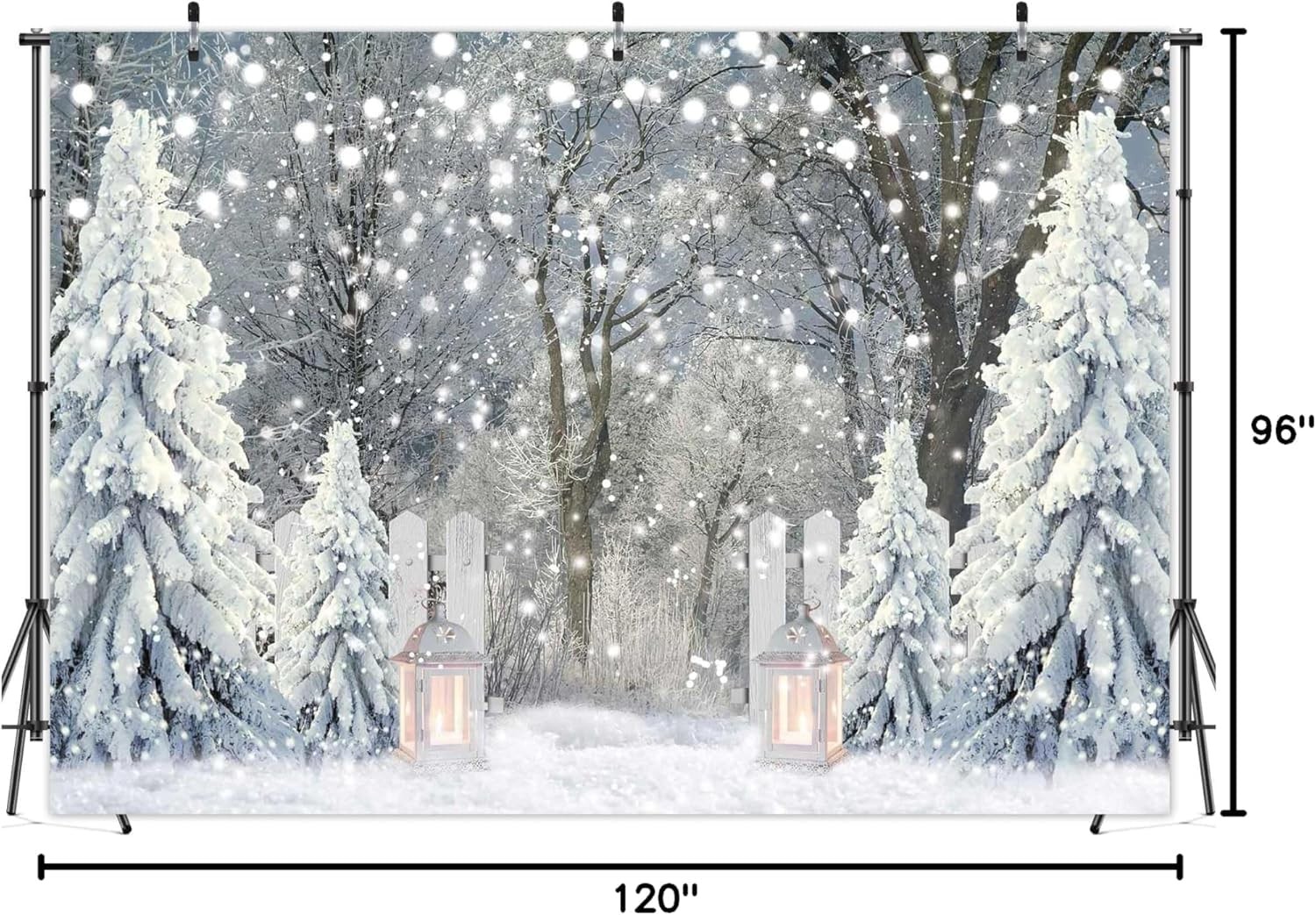 12x8ft Polyester Winter Forest Backdrop Christmas Snowy Pine Tree Wonderland …