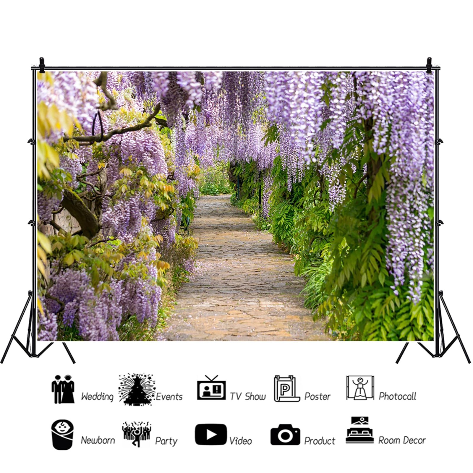 5x3ft Background for Purple Cirrus Pathway Photography Backdrop Violet Wister…