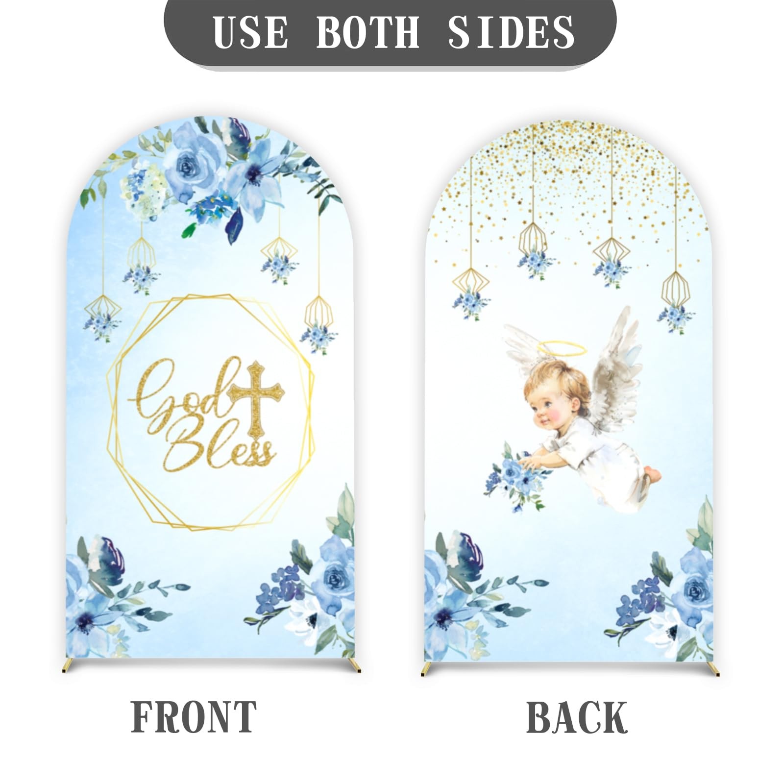 Baptism Arch Backdrop 7.2FT Double Sided God Bless Cover – Party Decoration