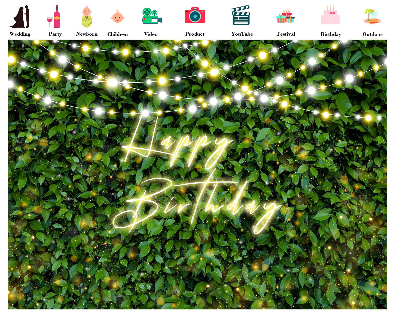 10x8ft Nature Greensward Happy Birthday Party Photo Background Studio Props