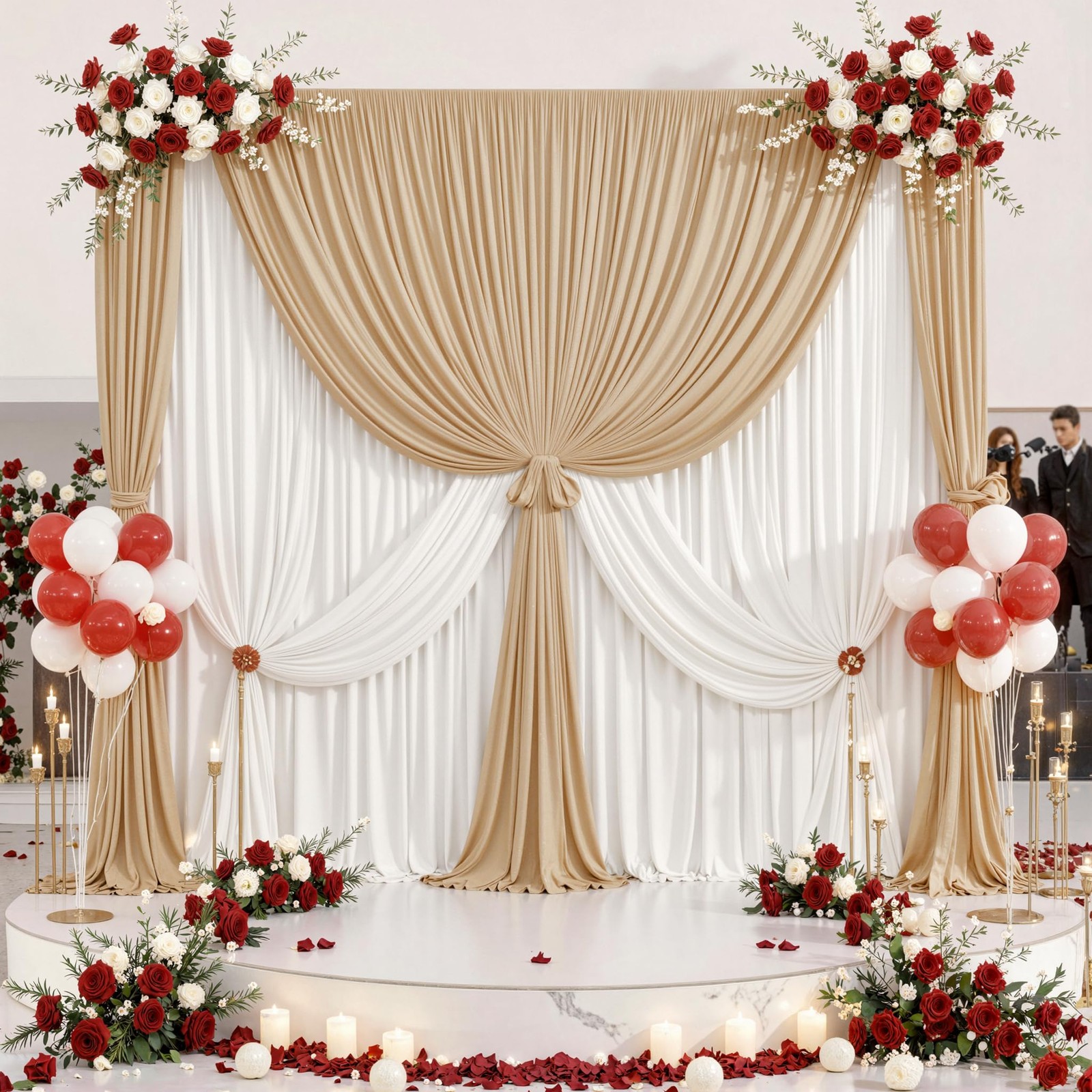 50 ft x 10 Wrinkle Free Champagne 5′(W) x 10′(H), 10 panels,