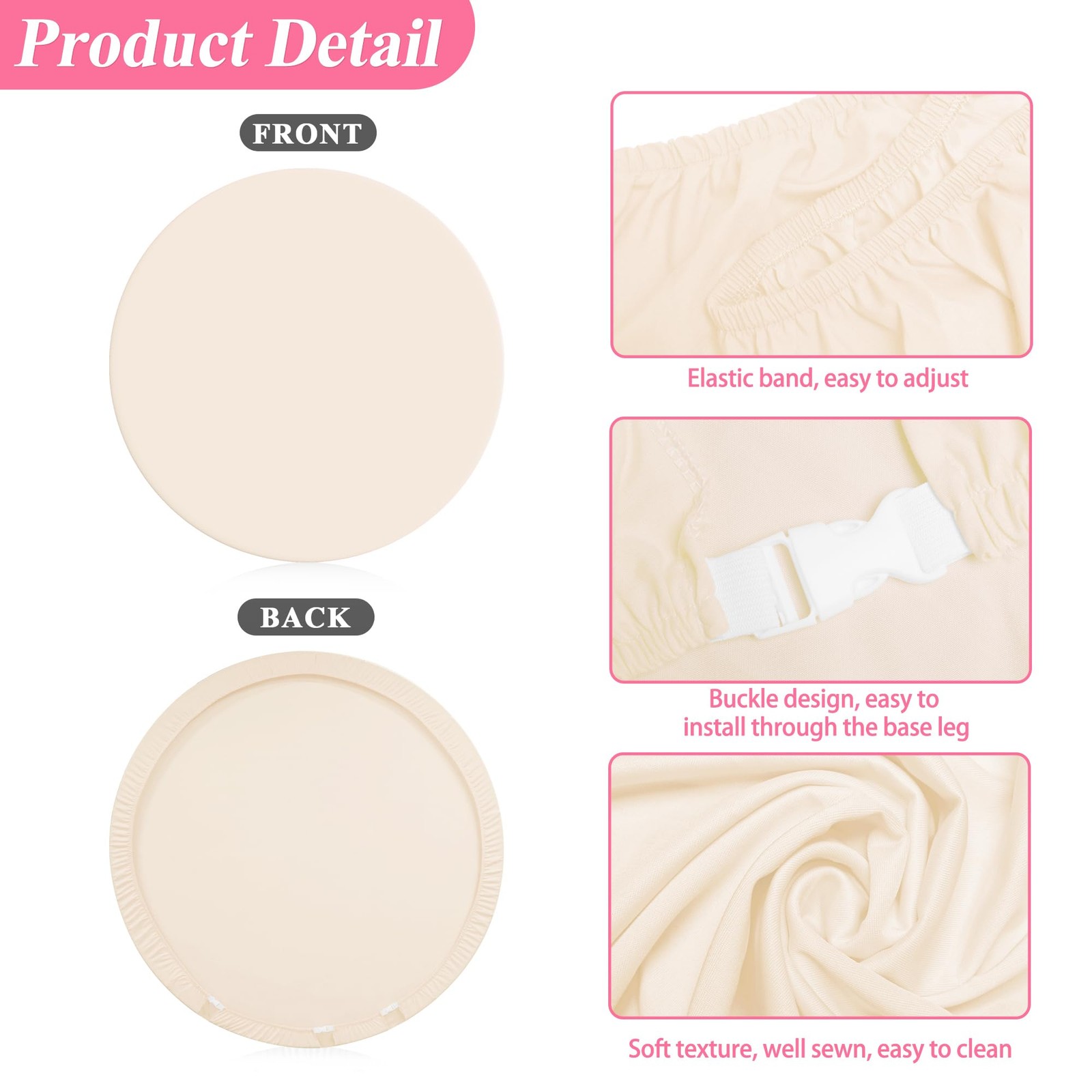 7.2FT Round Backdrop Cover Beige Spandex Fitted Circle Balloon Arch Cover for…
