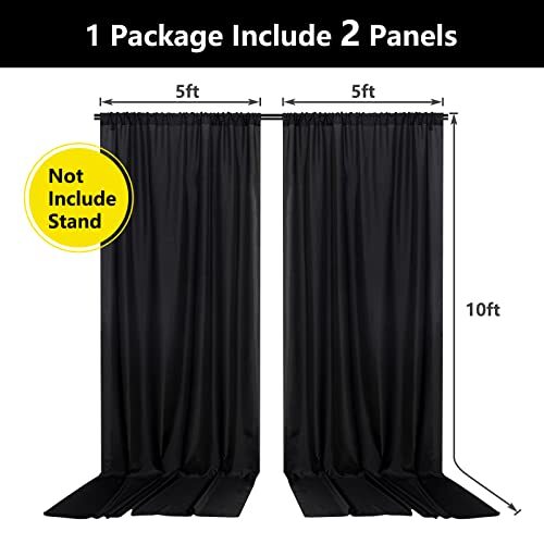 Black Backdrop Curtain for Party Black Background Curtains Rod Pocket Backdro…