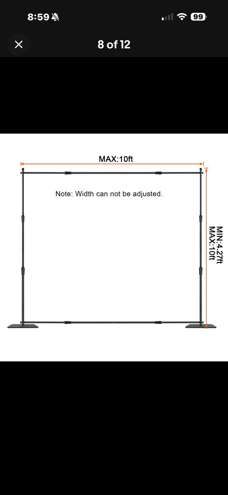 11.5×9.6 ft Heavy Duty Backdrop Stand Adjustable Photography Studio Banner Stand