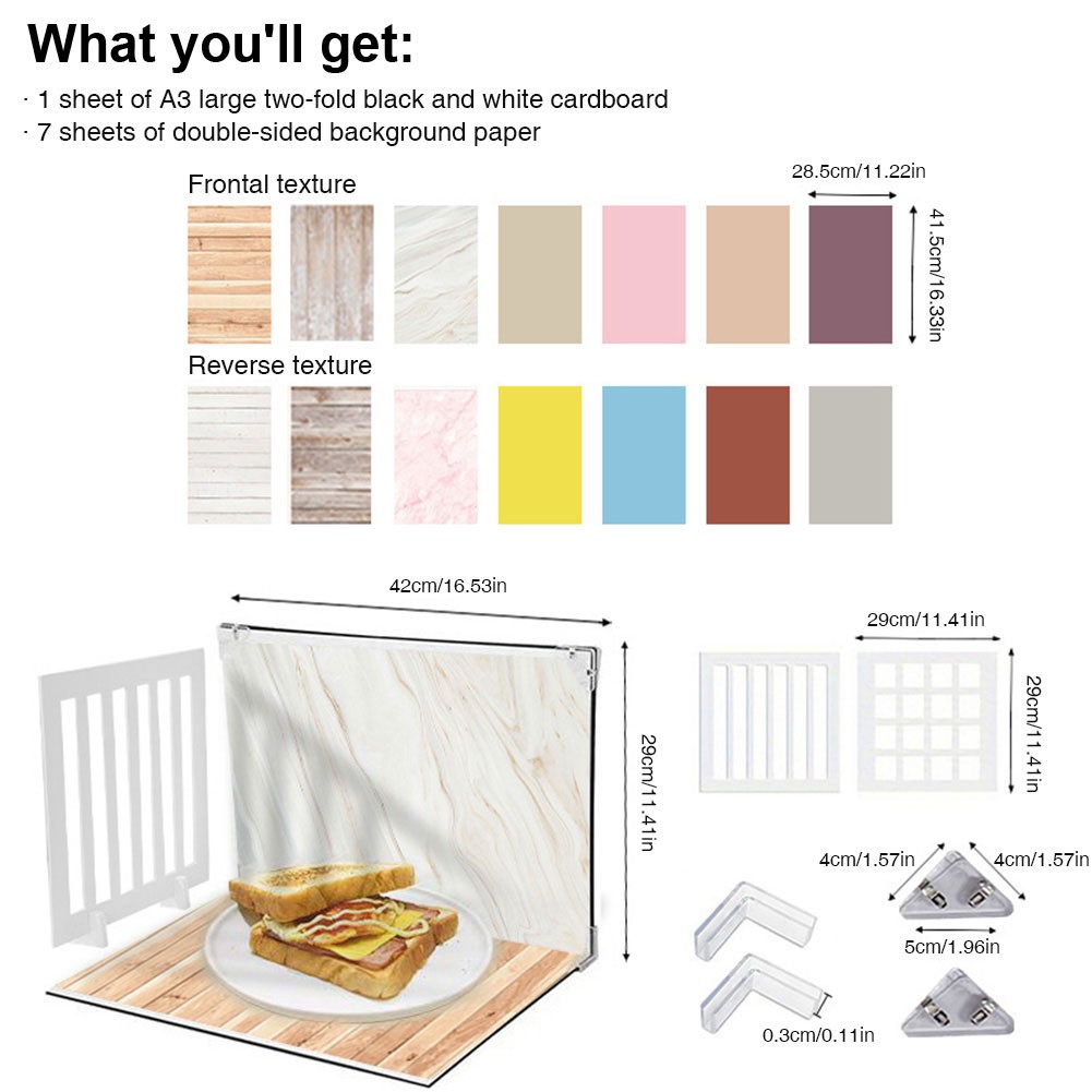 Small Product Photography Backdrops Kit for Food Jewelry Photo Shootings Board