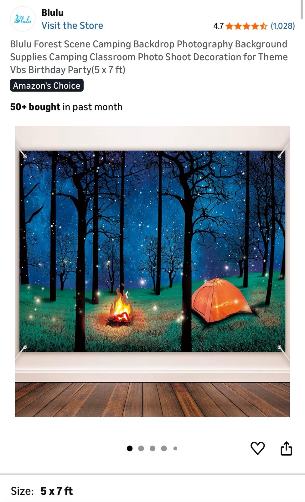 7x5Ft Camping Backdrop Forest Scene Camping Photography Background Party Decor