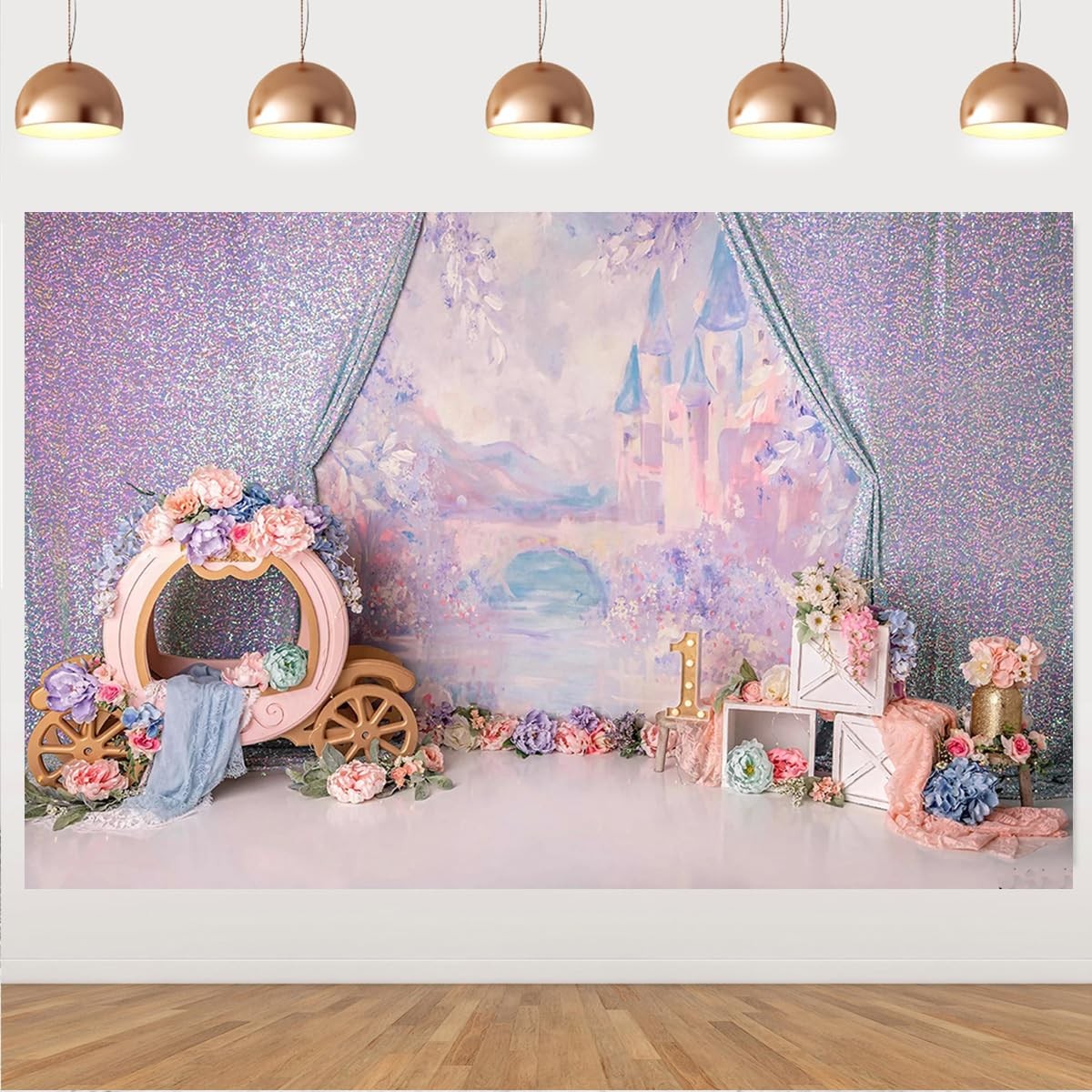 Vinyl Pumpkin Carriage Princess Girl Birthday Party Photography 7X5FT, Red