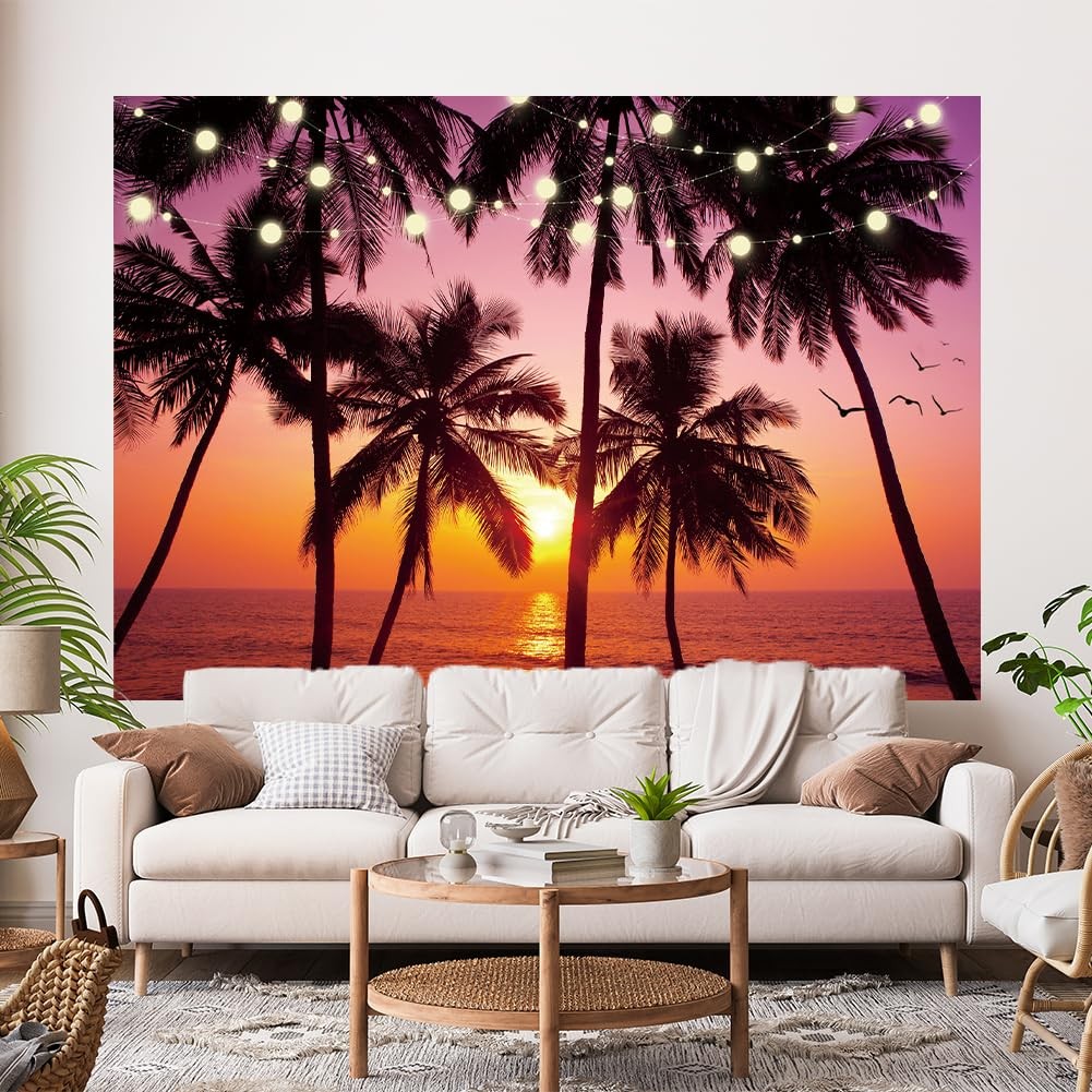 7x5ft Sunset Summer Beach Hawaiian Luau Surfboard Photography Backdrop