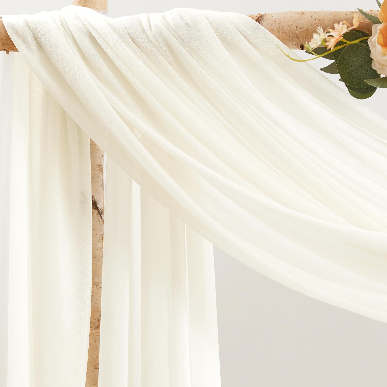 Ivory Sheer Wedding Arch Draping Fabric Curtain Backdrop 1 PCS 30 Inch x 20Ft