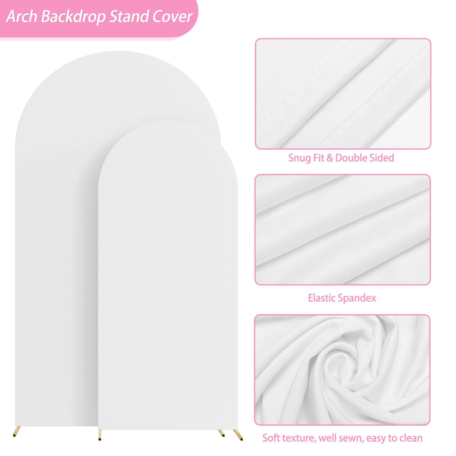 Wedding Arch Cover 7.2FT, 6FT White Spandex Arch Backdrop Covers 2 Set Round …