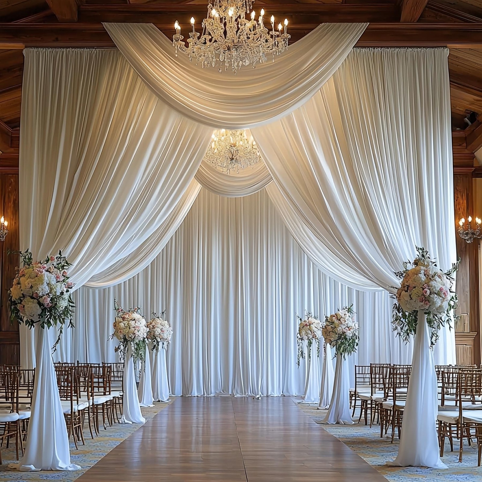 2 PCS White Backdrop Curtains Wrinkle Free Drapes Photo Background 10×15 Ft