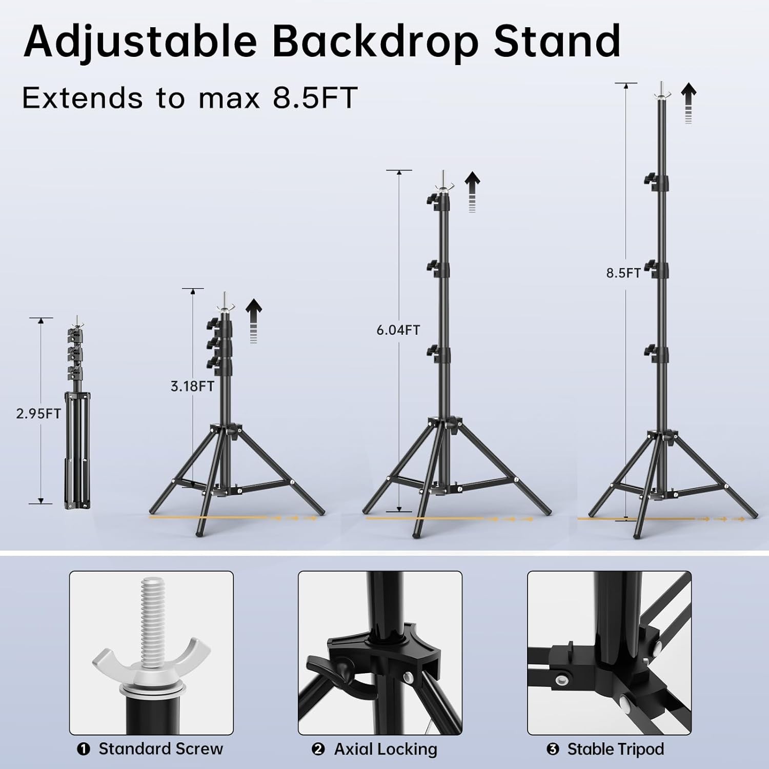 8.5 x 10 FT Photo Backdrop Stand Kit Adjustable Background Holder Support System