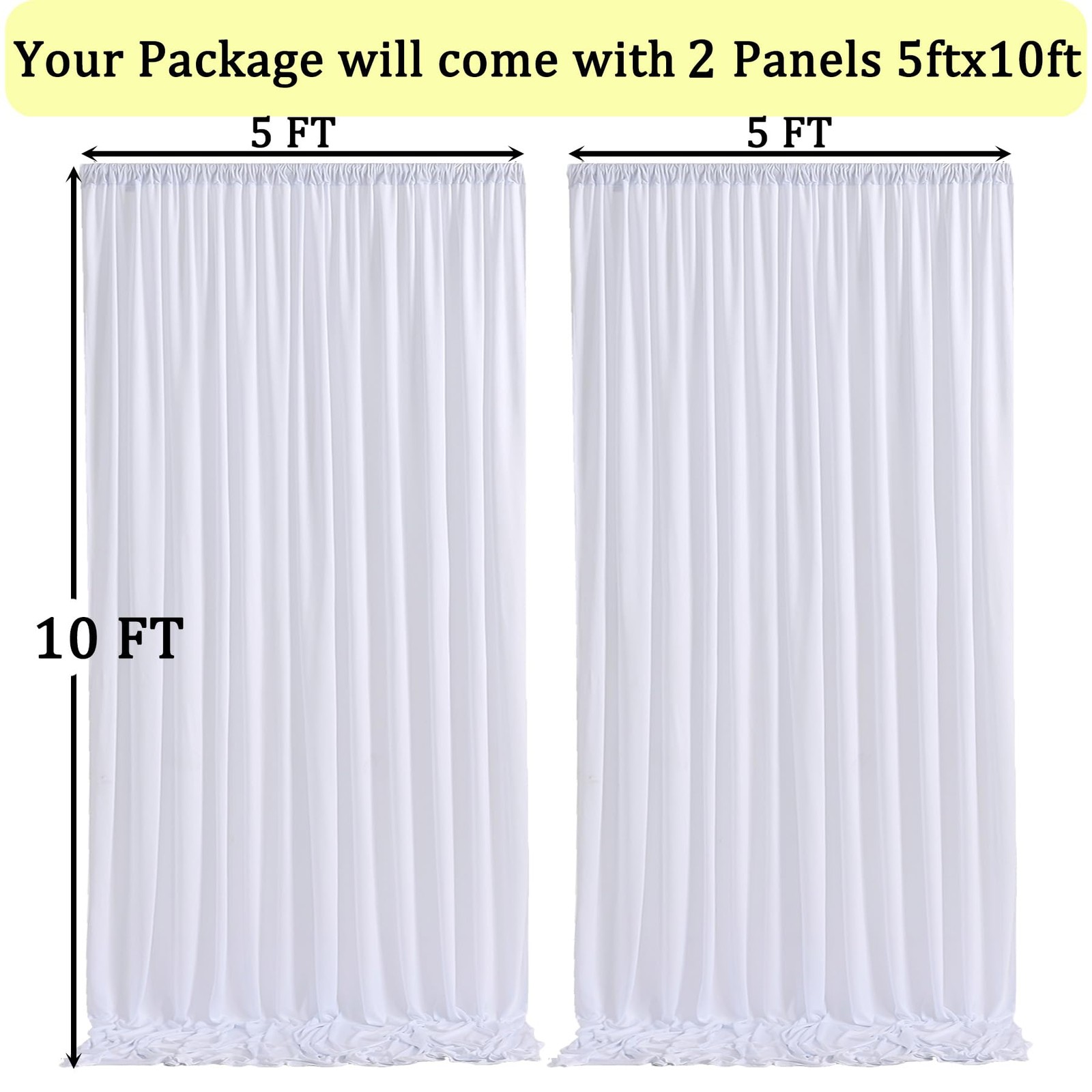 10×10 ft Free White Backdrop Curtains for Parties, Polyester Photo Backdrop D…