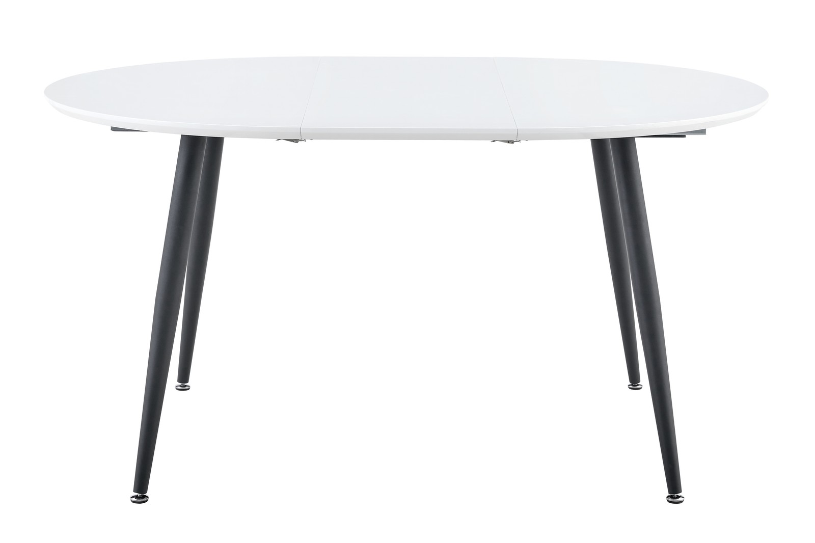 White MDF Extendable Round Dining Table with Black Metal Legs