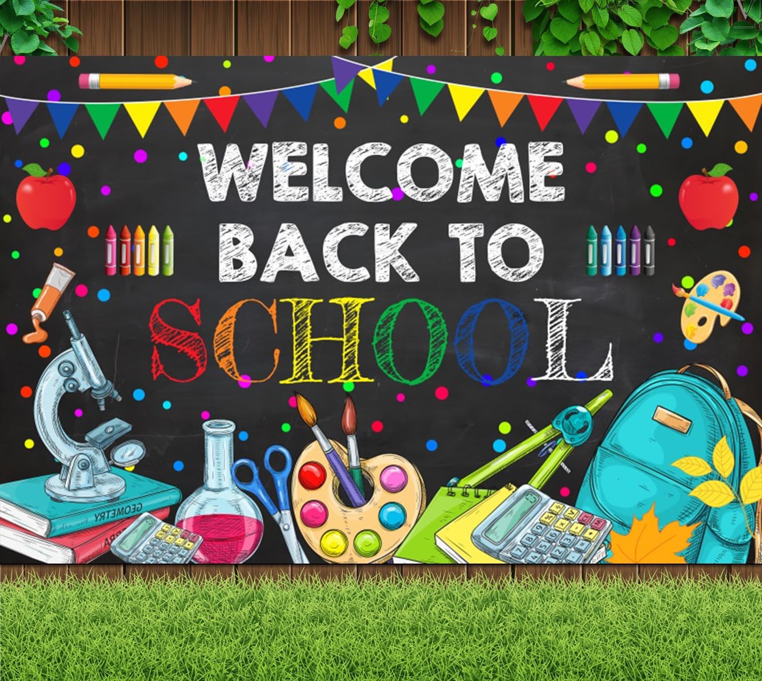 7x5ft Welcome Back to School Backdrop Colorful Teachers Students Online Teach…
