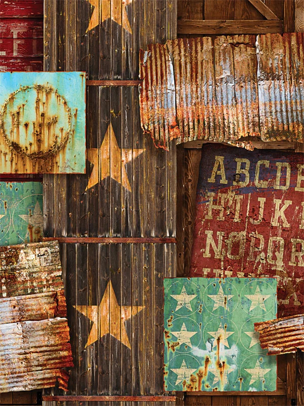 Denny Manufacturing Cowboy Collage Printed Photography Backdrop
