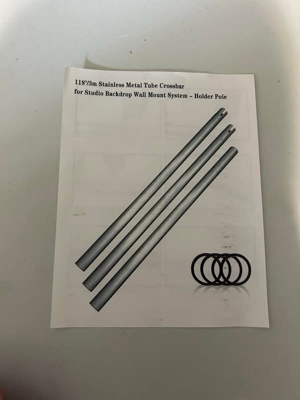 118 in / 3 m Stainless Steel Silver Tube Crossbar for Studio Backdrop Mount