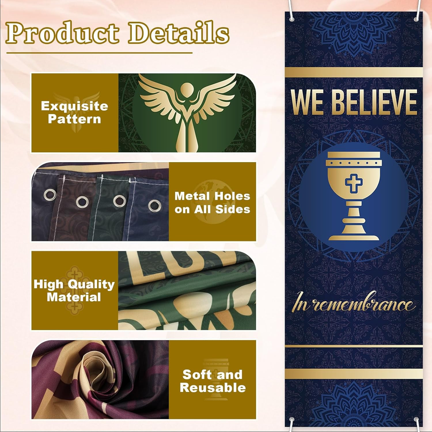 4Pcs Church Banners for Sanctuary Wall Welcome Inspirational Religious Banner…