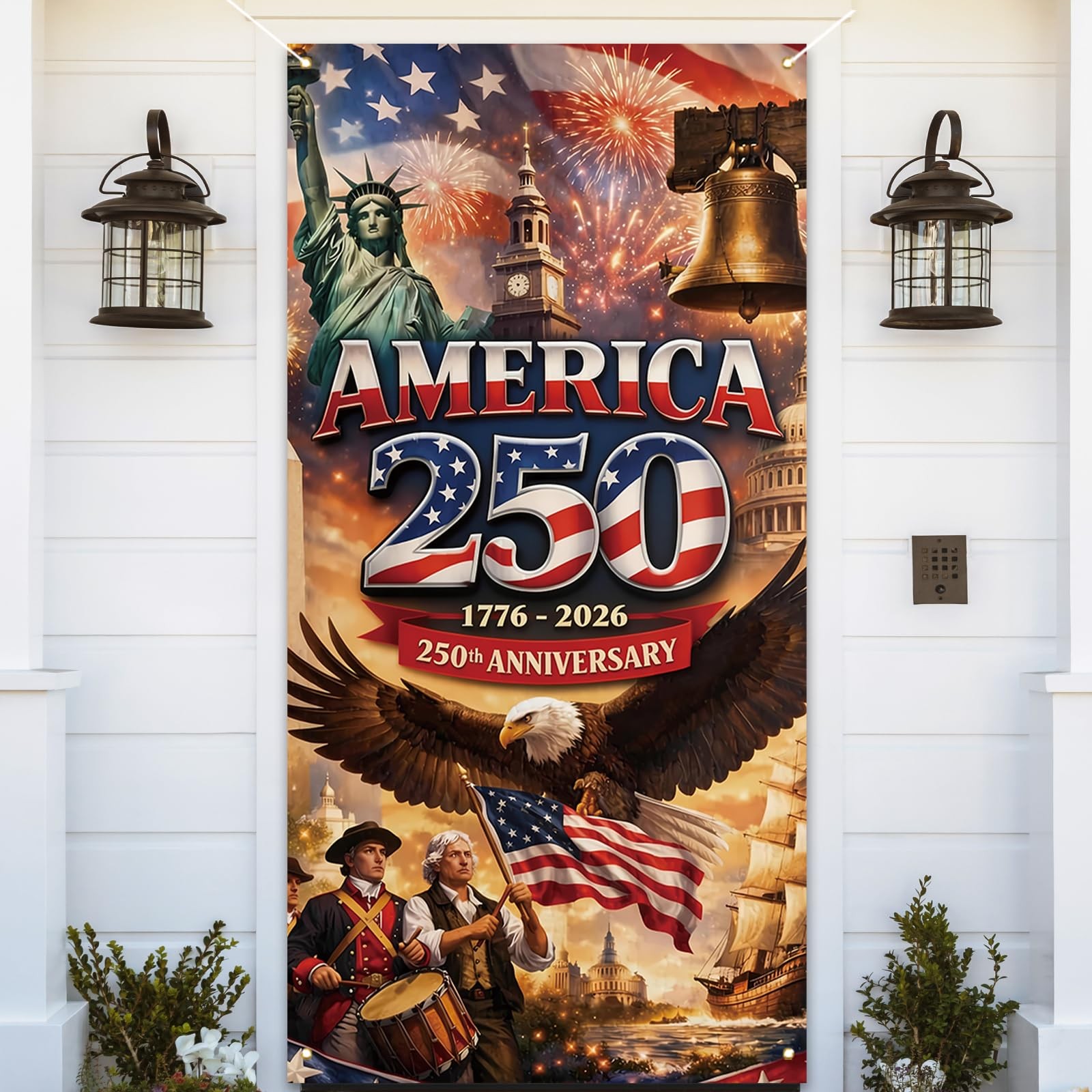 America 250 Anniversary Door Cover Patriotic Photo Backdrop 4th of July Fourt…