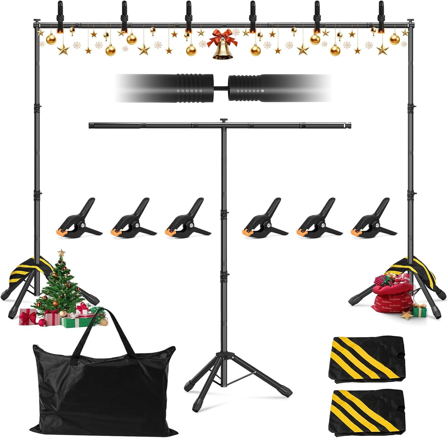 3-in-1 Portable Backdrop Stand Adjustable Background Banner Stand W/Carrying Bag