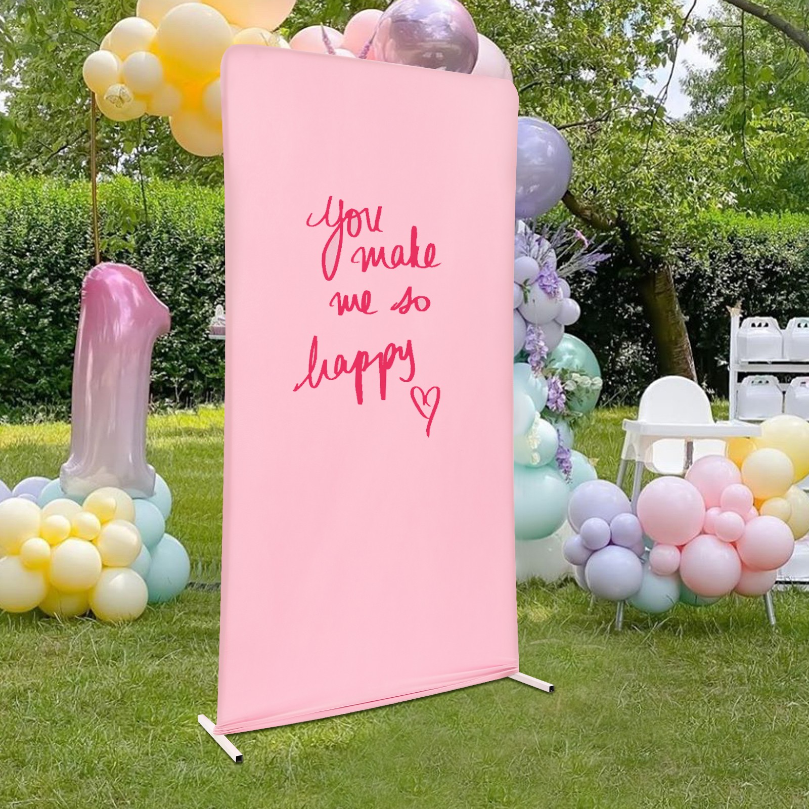 Wedding Backdrop Stand Backdrop Frame Backdrop Stand w/ Pull Rod&Elastic Fabric