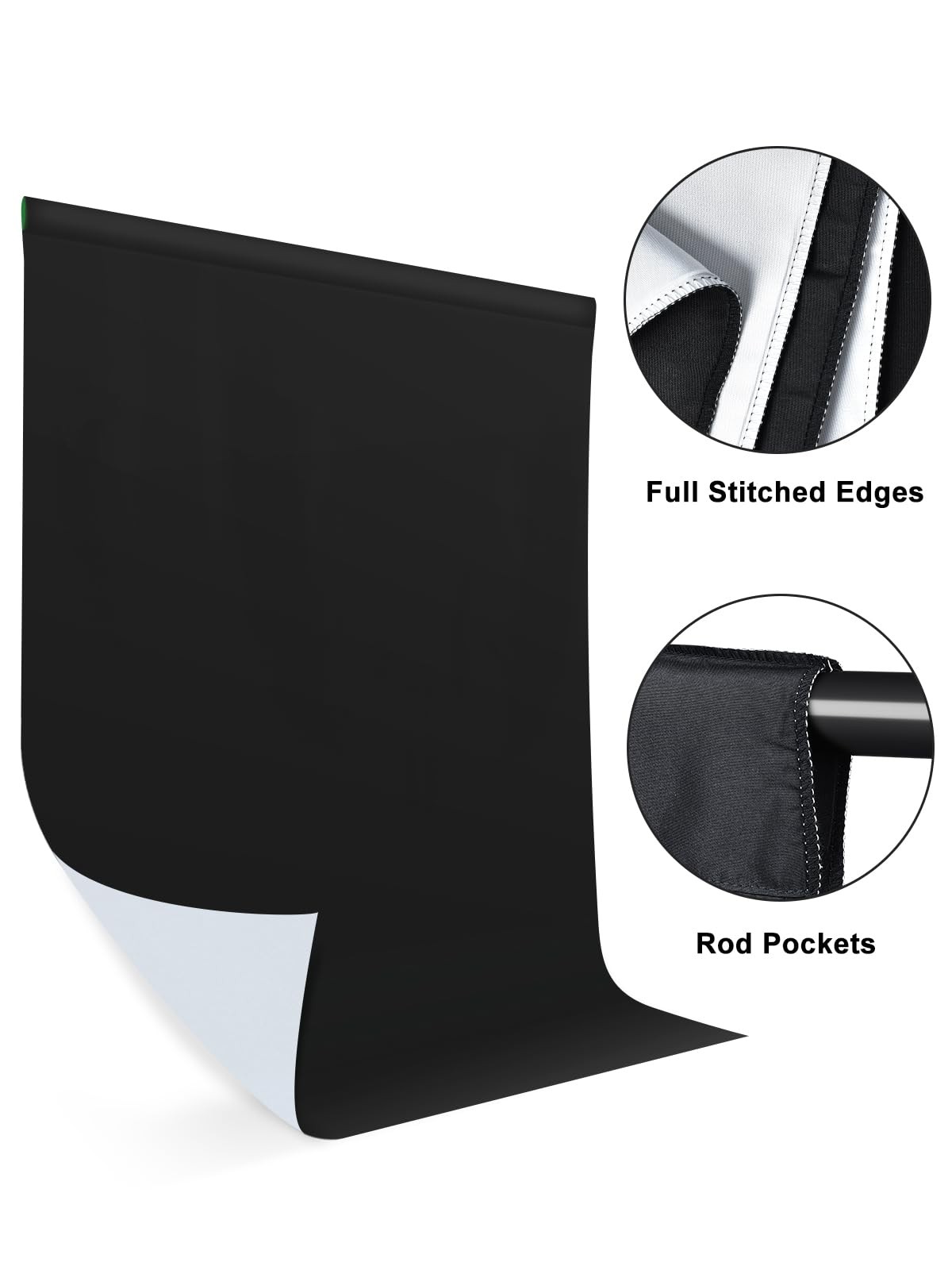 3x5FT Black White 2-in-1 Backdrop, 4 Spring Clamps, Double Sided, Photography
