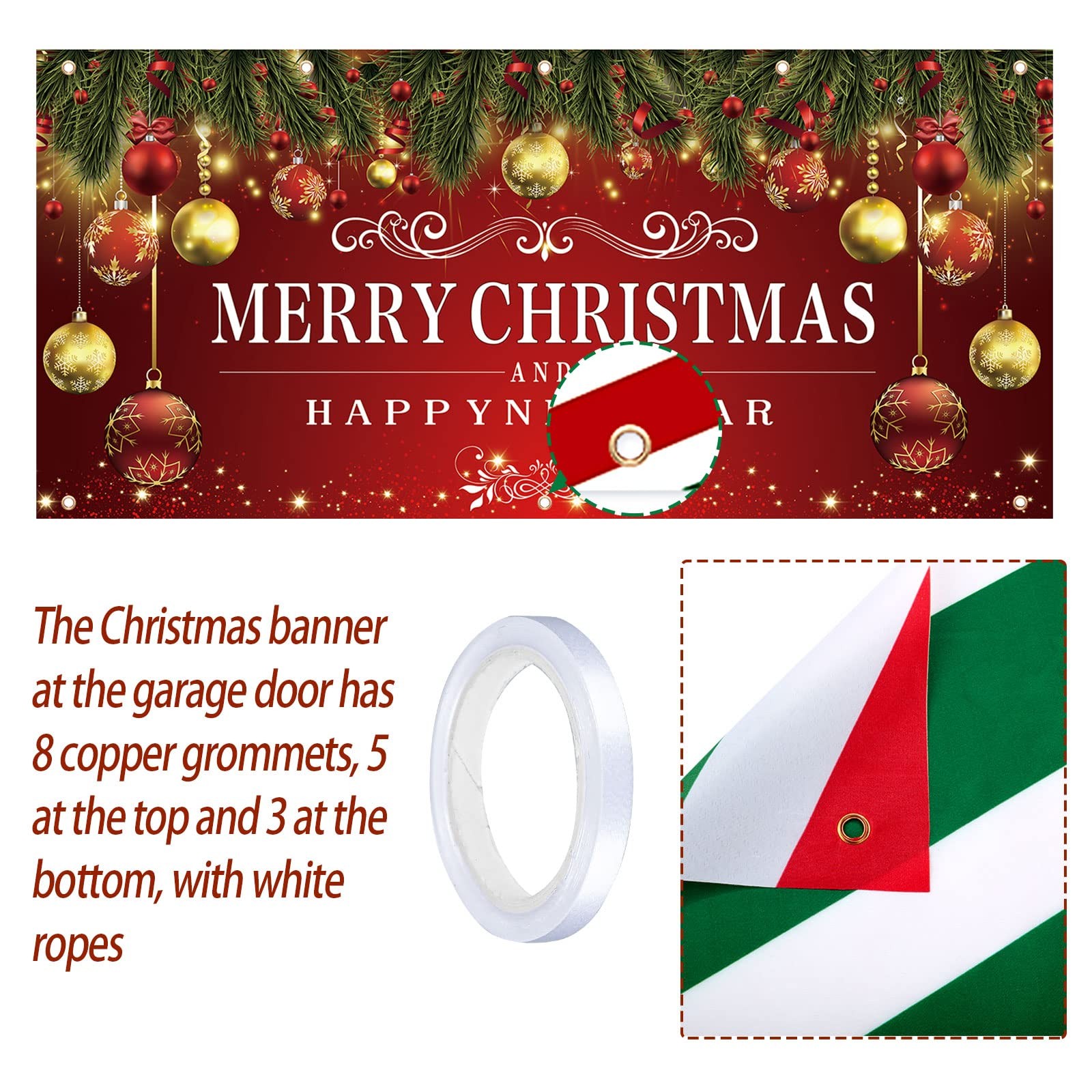 Newwiee Christmas Garage Door 6 x 13 feet/ 1.85 x 4 meters, Multicolor