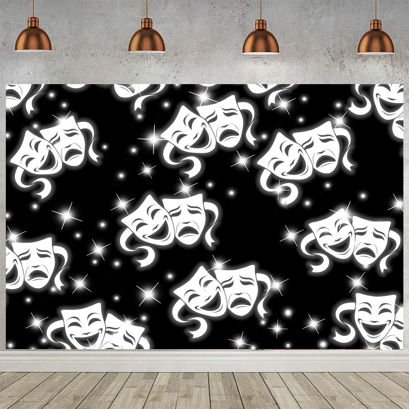 DePhoto 7x5FT Black Mask Backdrop 7x5FT, Please refer to the main picture