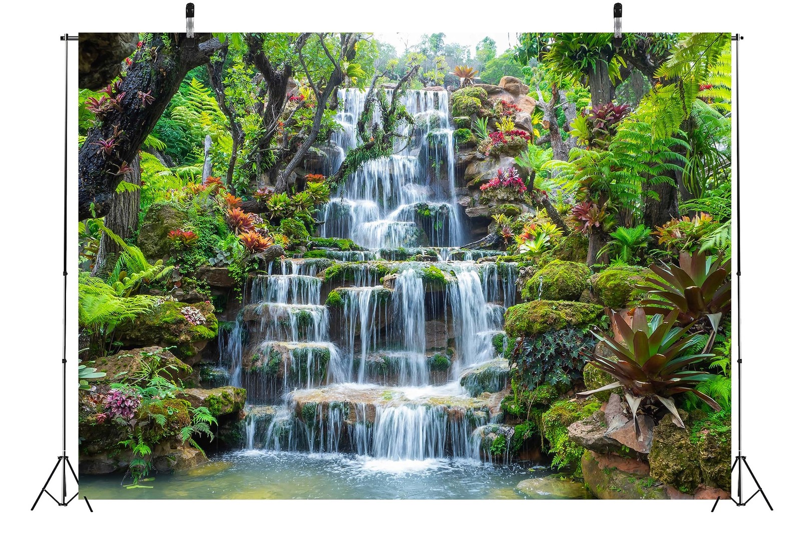 BELECO 20x10ft Fabric Garden Waterfall Backdrop 20x10FT, N5-waterfall-20