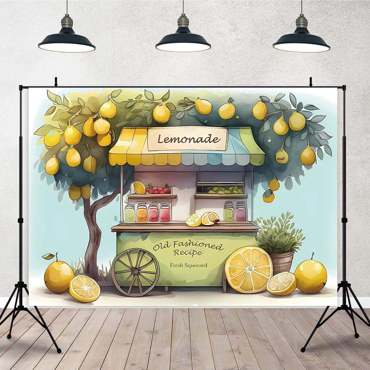 7x5Feet Summer Fruit Lemon Stand Market Photography Backdrop Kids Birthday