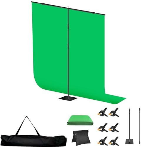 8×5 ft Adjustable Green Screen Backdrop Kit with Stand, Photo Background 5×8 ft