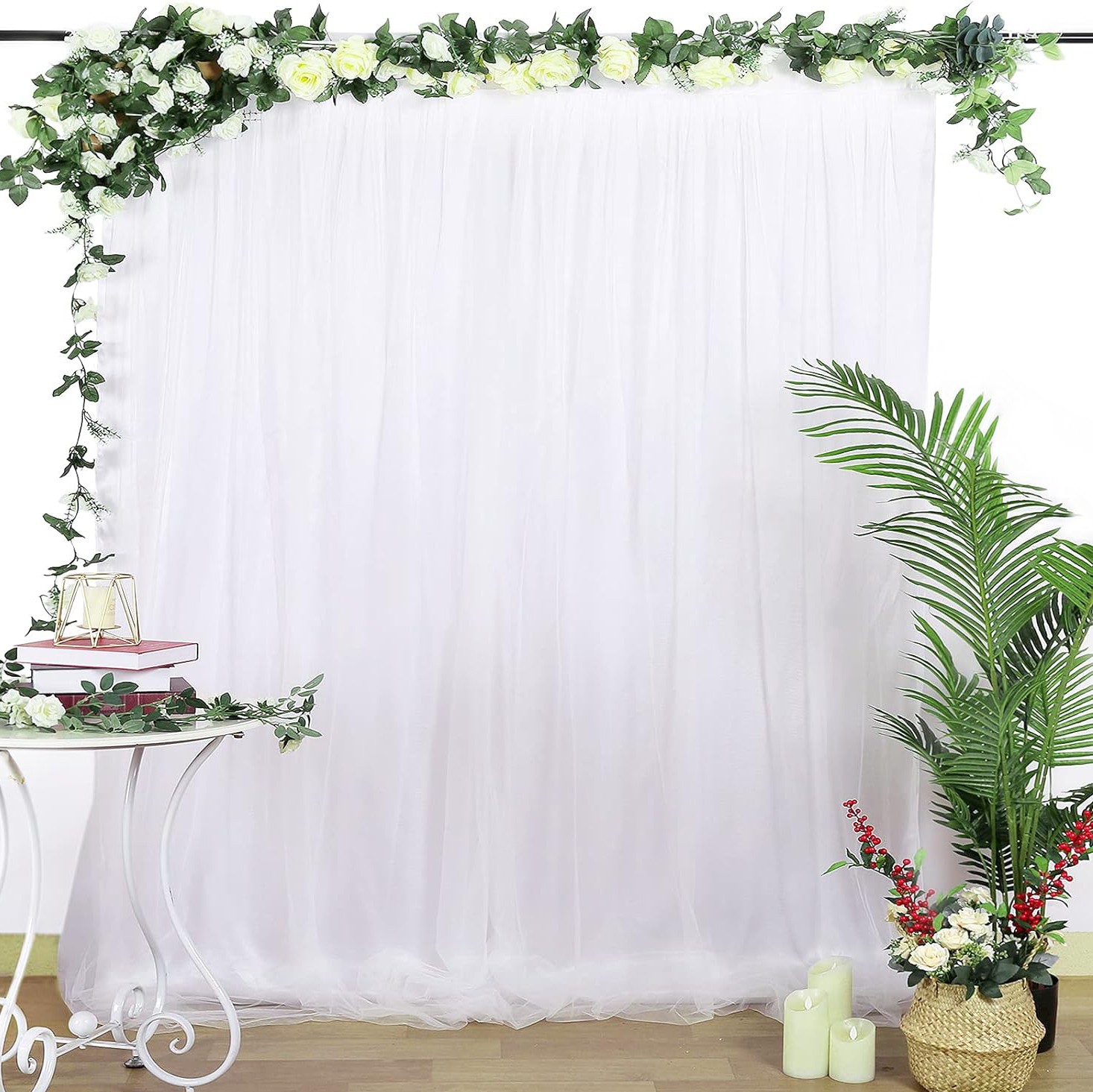 5ft x 7ft White Backdrop Curtains for Wedding Photography Birthday Party Decor