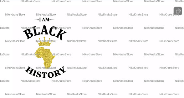 I Am Black History Zoom Background glitter gold