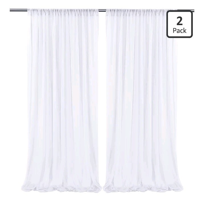 10ft x 10ft White Chiffon Backdrop Curtains for Wedding & Party Decor