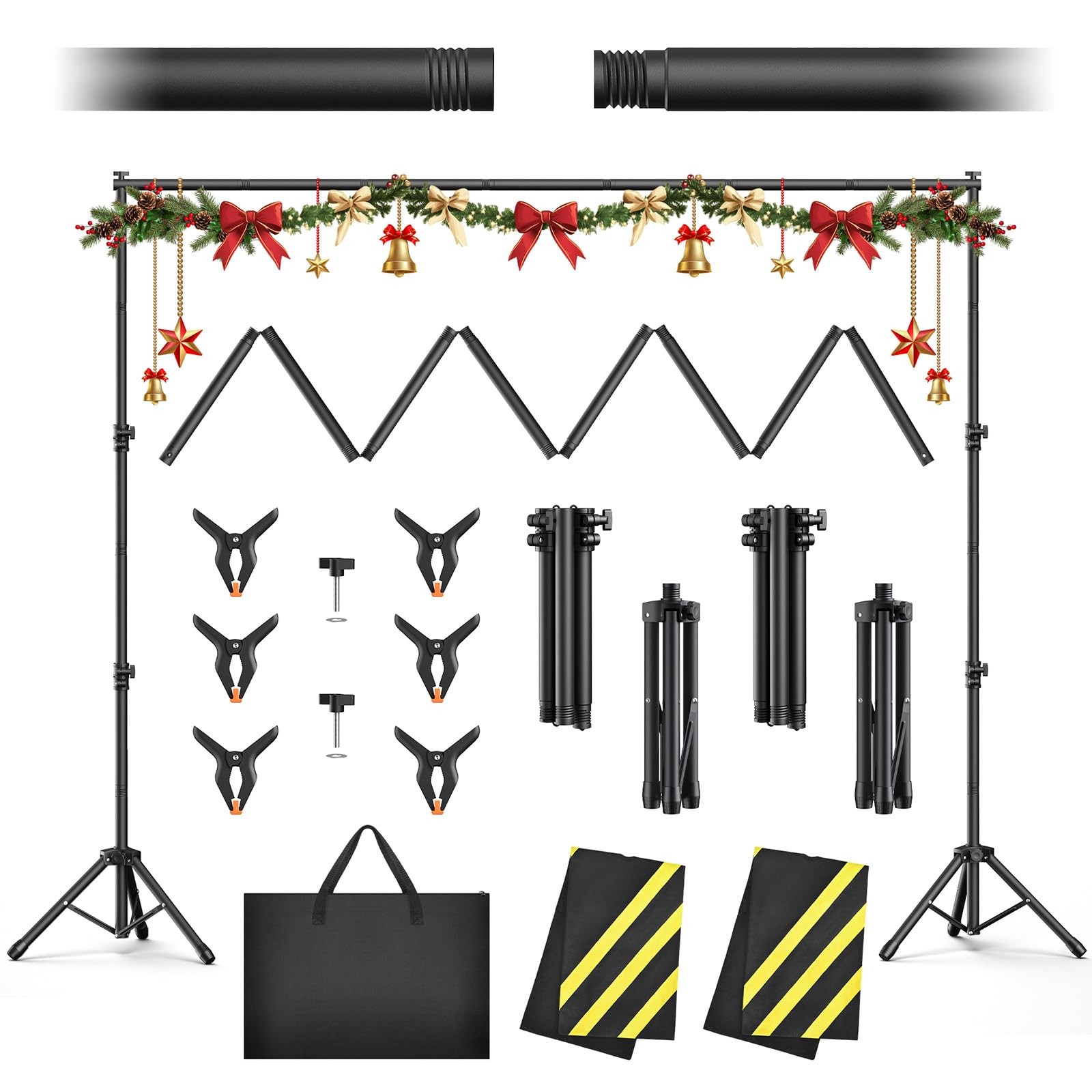 Backdrop Stand 10×7.5ft(WxH), Heavy Duty Adjustable Photo Back Drop Stand kit…