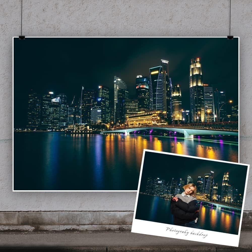 15x10ft Famous City Night View Backdrop High-Rise Building Backdrop Modern Scene