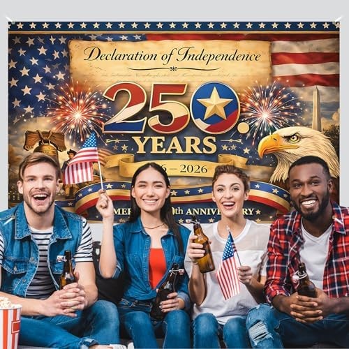 America 250 Anniversary Photo Backdrop Patriotic Banner 4th of July Fourth of Ju