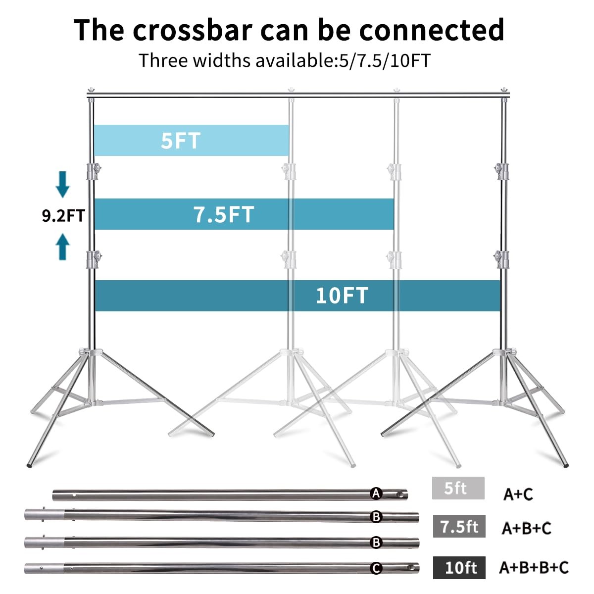 9.2 X 10 FT Stainless Steel Heavy Duty Backdrop Stand, Adjustable Background …