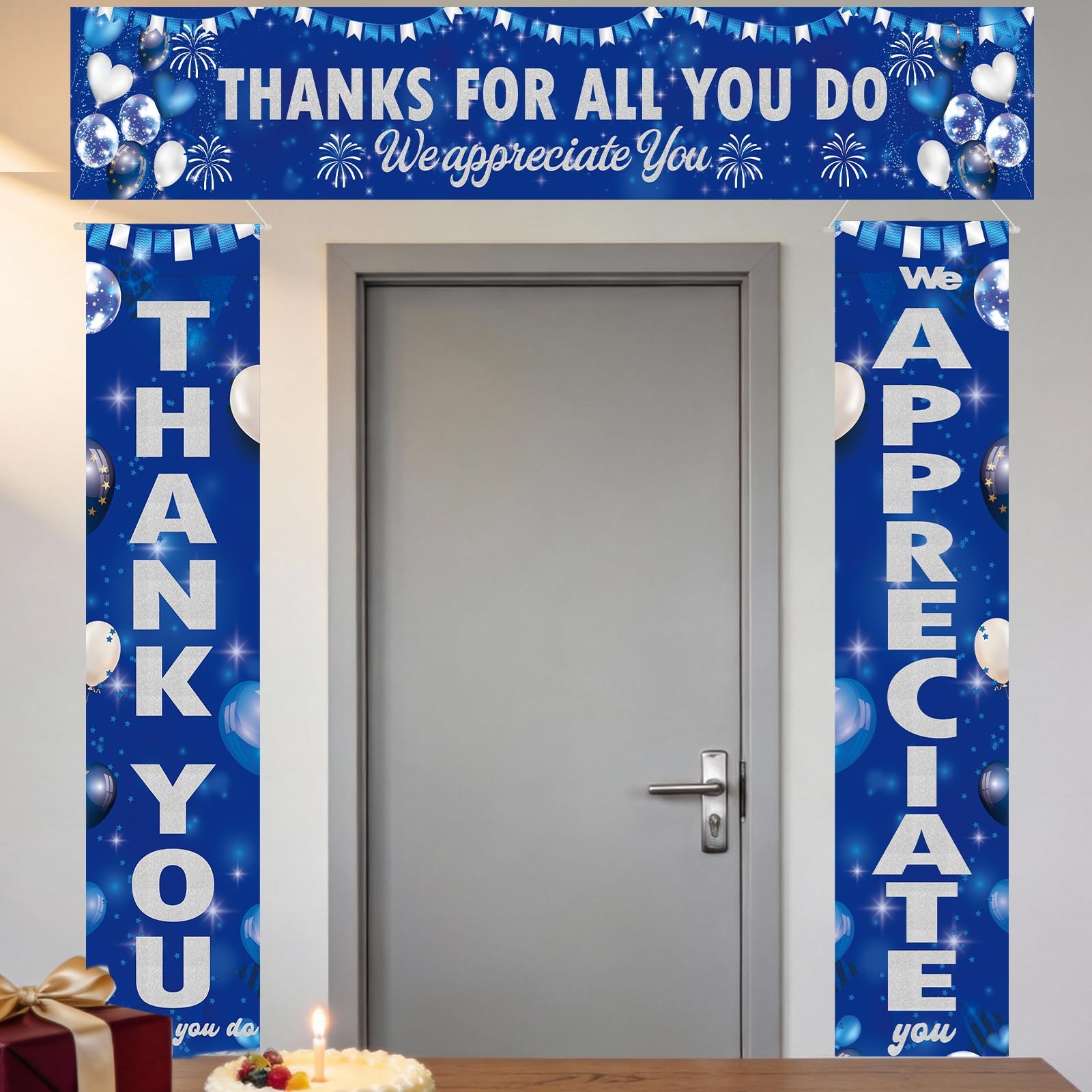 Employee Appreciation Party Decorations Door Banners 3Pcs Blue Thank You Appr…