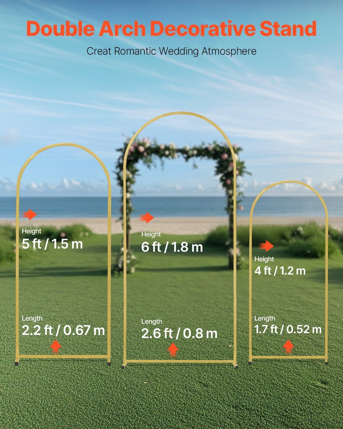 Set of 3 Metal Arch Backdrop Stands w/ Carrying Case – Wedding Party Decorations