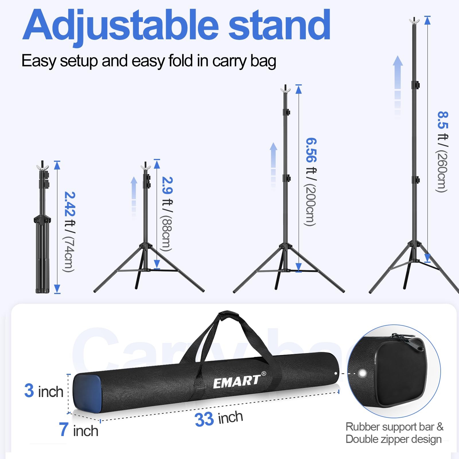 EMART Backdrop Stand 10×8.5ft(WxH) Photo Studio Adjustable Background Stand Supp