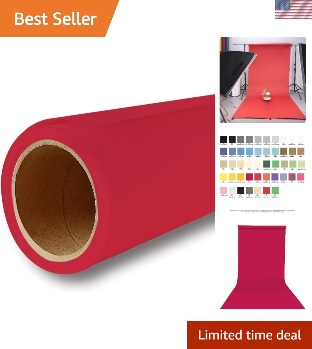 Seamless Scarlet Photography Background Paper – Heavyweight 53″ x 16′ Roll