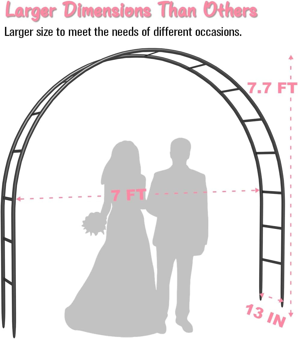 Metal Arch Backdrop Stand 7Ft Wide 7.7Ft High, Wedding Arch Frame for Wedding De