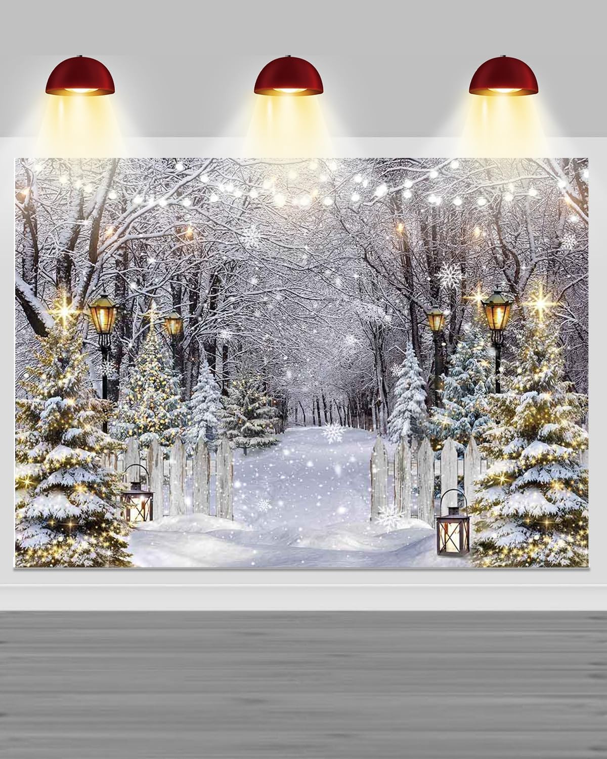 Winter Scene Backdrop Winter Snow Forest Party Decorations for Christmas Holiday