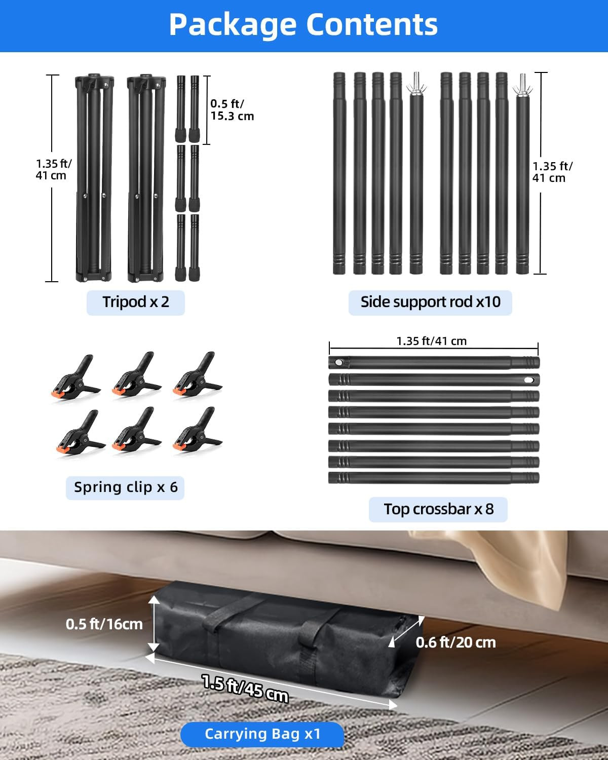 Backdrop Stand 10X8Ft (Wxh), Photography Background Stand for Parties, Adjustabl