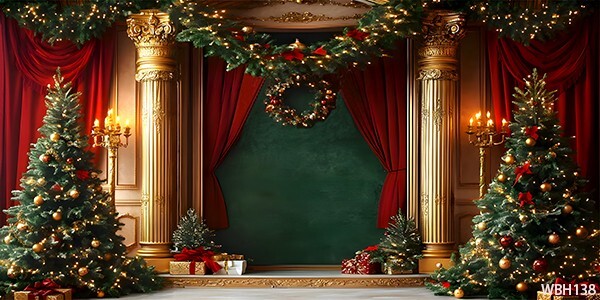 20’x10’CP Xmas Trees Pillar Scenic Microfiber Fabric background backdrop WBH138