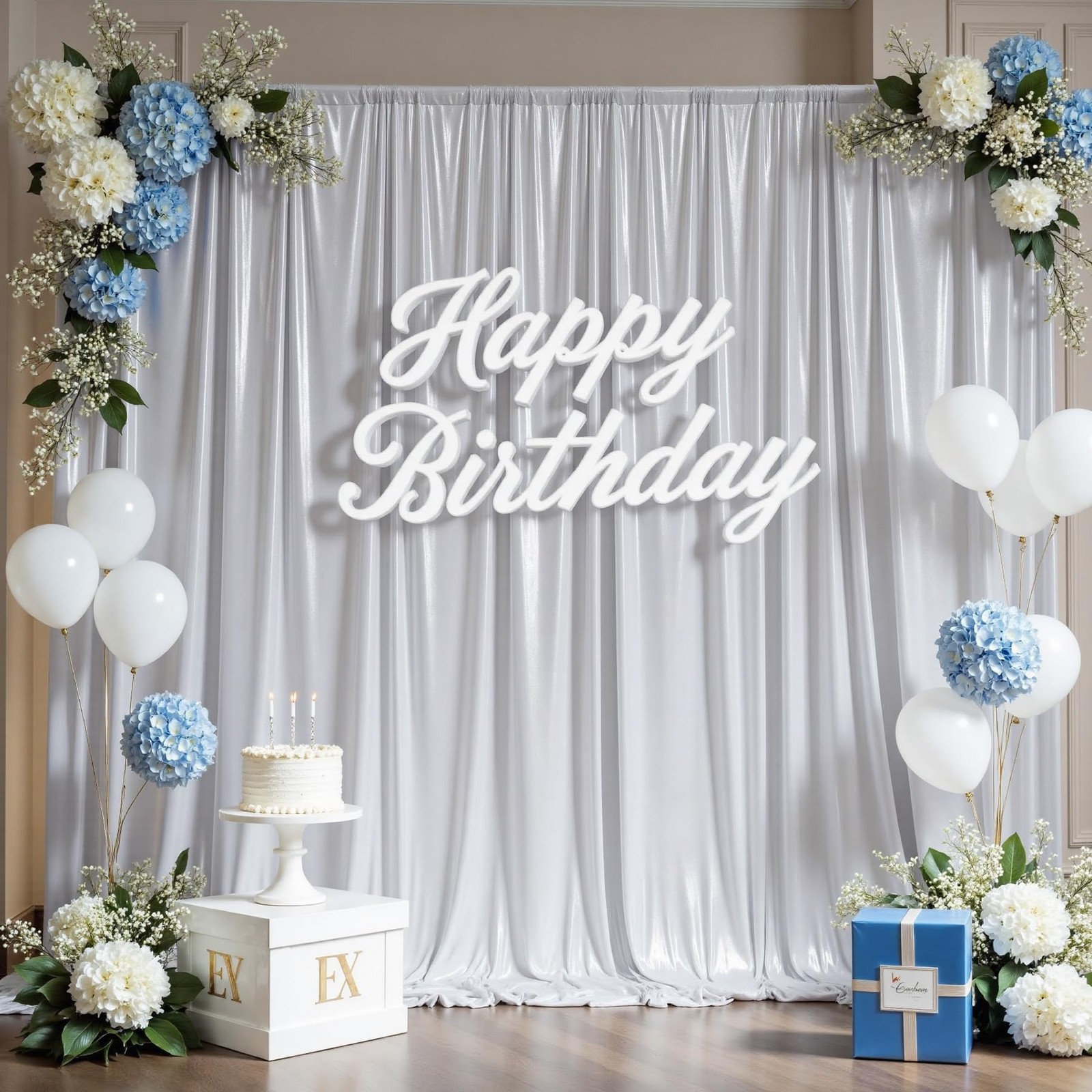 10ftx10ft Sequin Silver Backdrop Curtain for 5ftx10ft(2 panels),